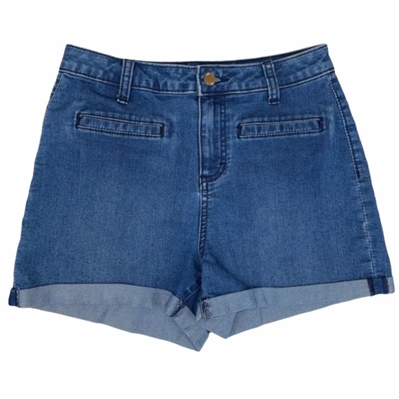 Jennifer Lopez High Rise Denim Shorts Medium Wash - Picture 1 of 16